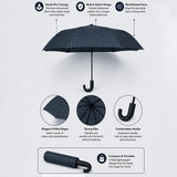 LSB 3Fold Black Checkered Auto Open & Close Umbrella for Teens & Adults