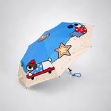 LSB 3 Fold Blue Puppy Skateboarding,Auto Open & Close Rain & Sun Dual Umbrella for Teens & Adults