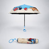 LSB 3 Fold Blue Puppy Skateboarding,Auto Open & Close Rain & Sun Dual Umbrella for Teens & Adults