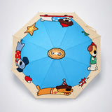 LSB 3 Fold Blue Puppy Skateboarding,Auto Open & Close Rain & Sun Dual Umbrella for Teens & Adults