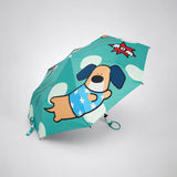 LSB 3 Fold Mint Green puppy Polka Dots Auto Open & Close Rain & Sun Dual Umbrella for Teens & Adults