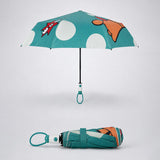 LSB 3 Fold Mint Green puppy Polka Dots Auto Open & Close Rain & Sun Dual Umbrella for Teens & Adults
