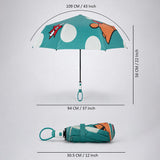 LSB 3 Fold Mint Green puppy Polka Dots Auto Open & Close Rain & Sun Dual Umbrella for Teens & Adults