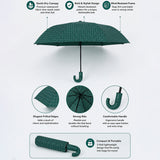 LSB 3 Fold Dark Green Checkered Auto Open & Close Umbrella for Teens & Adults