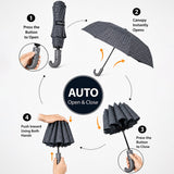 LSB 3 Fold Grey Checkered Auto Open & Close Umbrella for Teens & Adults