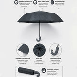 LSB 3 Fold Grey Checkered Auto Open & Close Umbrella for Teens & Adults