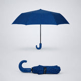 LSB 3 Fold Navy Blue Checkered Auto Open & Close Umbrella for Teens & Adults