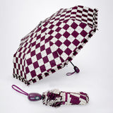 LSB 3fold Brown Frills and Checks Printed Umbrella for Teens & Adults