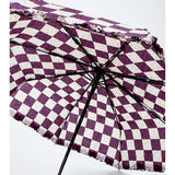 LSB 3fold Brown Frills and Checks Printed Umbrella for Teens & Adults