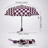 LSB 3fold Brown Frills and Checks Printed Umbrella for Teens & Adults