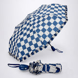 LSB 3fold Navy Frills and Checks Printed Umbrella for Teens & Adults