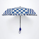 LSB 3fold Navy Frills and Checks Printed Umbrella for Teens & Adults
