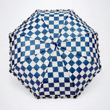 LSB 3fold Navy Frills and Checks Printed Umbrella for Teens & Adults
