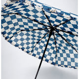 LSB 3fold Navy Frills and Checks Printed Umbrella for Teens & Adults