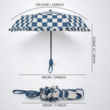 LSB 3fold Navy Frills and Checks Printed Umbrella for Teens & Adults
