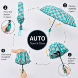 LSB 3fold Turquoise Frills and Checks Printed Umbrella for Teens & Adults