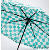 LSB 3fold Turquoise Frills and Checks Printed Umbrella for Teens & Adults