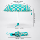 LSB 3fold Turquoise Frills and Checks Printed Umbrella for Teens & Adults