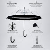 LSB Black Big Border Transparent Umbrella for Teens & Adults
