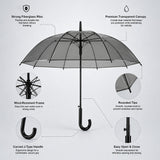 LSB Black Beauty Jelly Transparent Umbrella for Teens & Adults