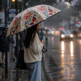 LSB Black Floral Tile Print Umbrella for Teens & Adults