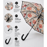 LSB Black Floral Tile Print Umbrella for Teens & Adults