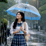 LSB Blue Big Border Transparent Umbrella for Teens & Adults