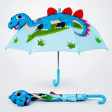 LSB 3D Face Blue Dino Spikes Umbrella for Kids-3-8Y