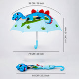 LSB 3D Face Blue Dino Spikes Umbrella for Kids-3-8Y