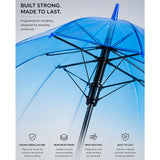 LSB Neon Blue Jelly Transparent Umbrella for Teens & Adults