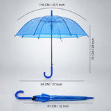 LSB Neon Blue Jelly Transparent Umbrella for Teens & Adults