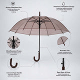 LSB Coffee Brown Jelly Transparent Umbrella for Teens & Adults