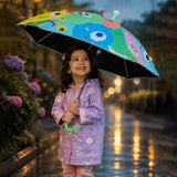 LSB Wheel style Colorful Monster Printed UPF 50+ Kids-Umbrella-5-10Y