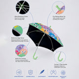 LSB Wheel style Colorful Monster Printed UPF 50+ Kids-Umbrella-5-10Y
