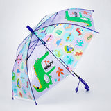 LSB Transparent Croc Dino Panel Purple Handle Printed Umbrella for Kids-3-6Y
