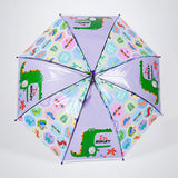 LSB Transparent Croc Dino Panel Purple Handle Printed Umbrella for Kids-3-6Y