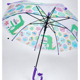 LSB Transparent Croc Dino Panel Purple Handle Printed Umbrella for Kids-3-6Y