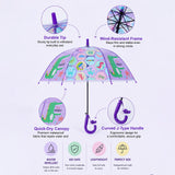 LSB Transparent Croc Dino Panel Purple Handle Printed Umbrella for Kids-3-6Y