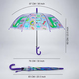 LSB Transparent Croc Dino Panel Purple Handle Printed Umbrella for Kids-3-6Y