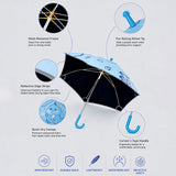LSB Wheel style Blue Cute Dino Printed UPF 50+ Kids-Umbrella-5-10Y