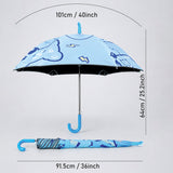 LSB Wheel style Blue Cute Dino Printed UPF 50+ Kids-Umbrella-5-10Y