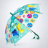 LSB Transparent Dual Dino Panel Green Handle Printed Umbrella for Kids-3-6Y