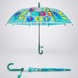 LSB Transparent Dual Dino Panel Green Handle Printed Umbrella for Kids-3-6Y