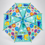 LSB Transparent Dual Dino Panel Green Handle Printed Umbrella for Kids-3-6Y