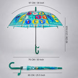 LSB Transparent Dual Dino Panel Green Handle Printed Umbrella for Kids-3-6Y