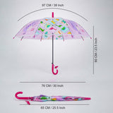LSB Transparent Dino Panel Pink Handle Printed Umbrella for Kids-3-6Y