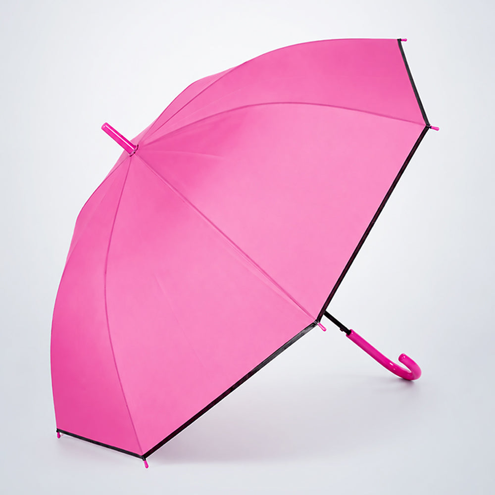 LSB Fuchsia Pink Black Border Solid Umbrella for Adults & Teens