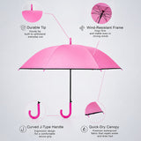 LSB Fuchsia Pink Black Border Solid Umbrella for Adults & Teens