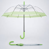 LSB Green Big Border Transparent Umbrella for Teens & Adults