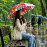 LSB Maroon Mexico Landmark Print Umbrella for Teens & Adults